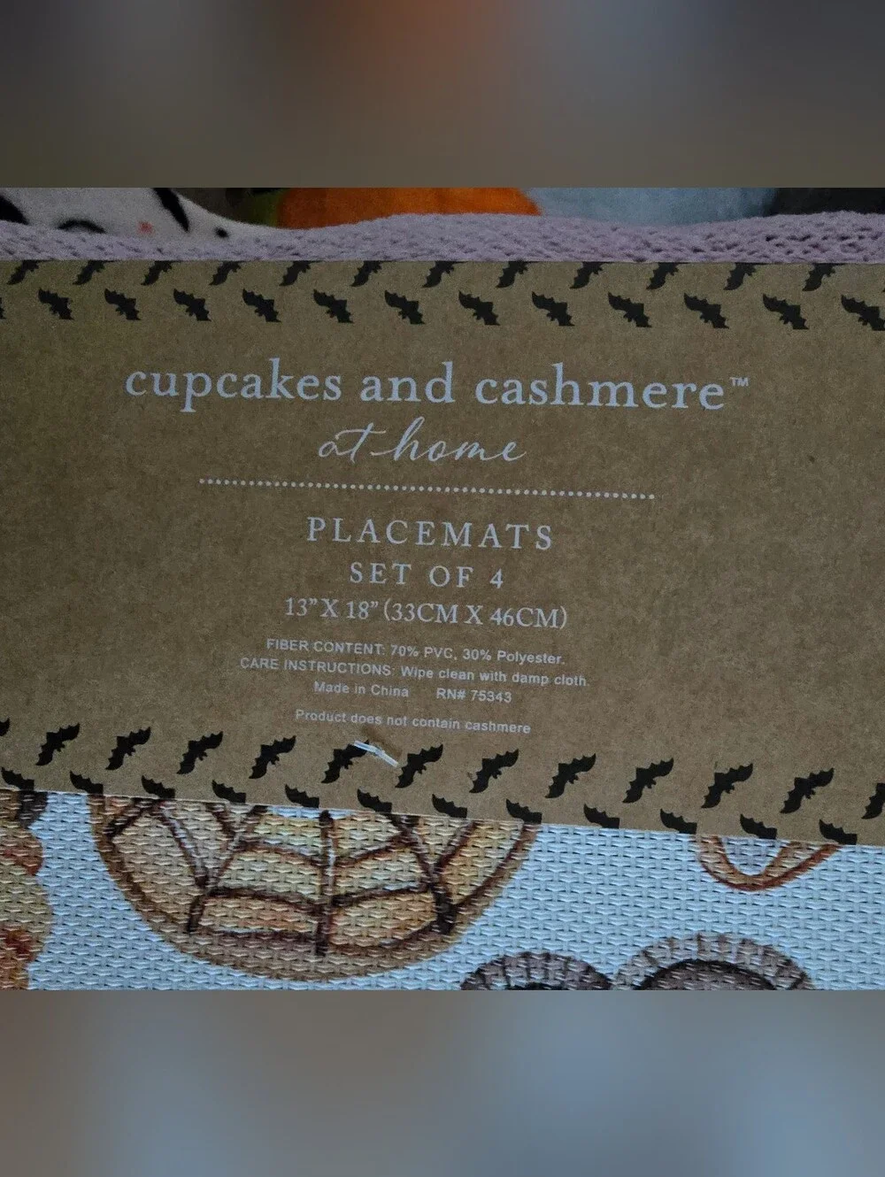 cupcakes & cashmere Halloween Treats Placemat Set - Cream, Brown, Orange